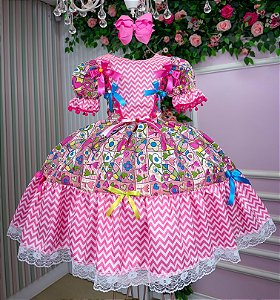 Vestido Marie Junino Quermesse de Luxo Pink