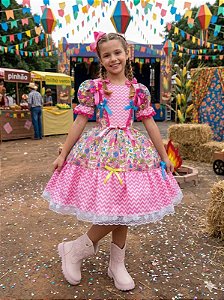 Vestido Marie Junino Quermesse de Luxo Pink