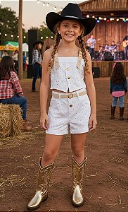 Conjunto Bloguerinha Jeans Branco Ludmila