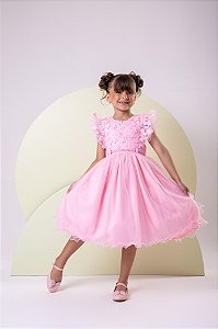 Vestido Menina Bonita Angelie Rosa Bebe