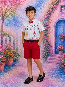 Conjunto Miss cherry Meninos - Lapis Aquarela Vermelho ABC
