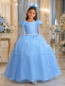 Vestido Banana Club Longo Diamante Azul Bebe