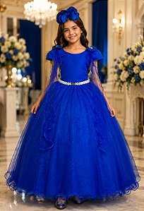 Vestido Banana Club Longo Diamante Azul Royal