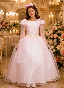 Vestido Banana Club Longo Diamante Rosa Bebe
