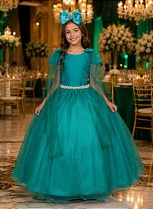 Vestido Banana Club Longo Diamante Verde Jade