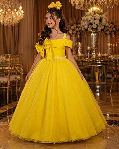 Vestido Banana Club Longo Doce Elegancia Amarelo