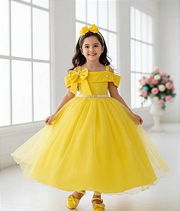 Vestido Banana Club Longo Doce Elegancia Amarelo