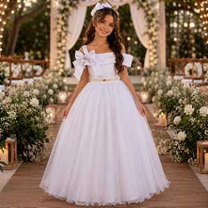 Vestido Banana Club Longo Doce Elegancia Branco