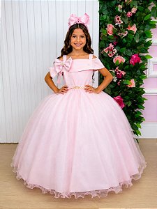 Vestido Banana Club Longo Doce Elegancia Rosa Bebe