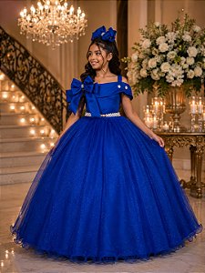 Vestido Banana Club Longo Doce Elegancia Azul Royal