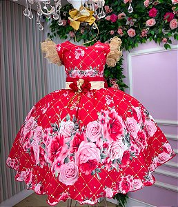 Vestido Marie Natalia Flores Vermelho - Natal
