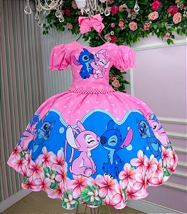 Vestido Tematico Luxo Stitch e Angel Modelo 3