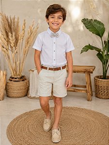 Conjunto Miss Cherry Social Linho Shorts Xadrez Heitor