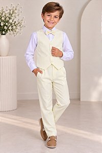 Conjunto Miss Cherry Social Leonardo Colete Amarelo Claro