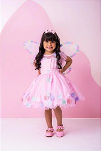 Vestido Marie Jardim Encantado Isis Luxinho Rosa