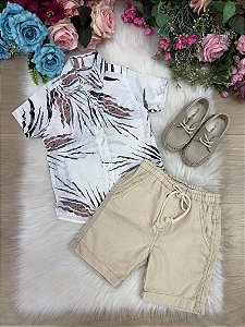Conjunto Meninos Lucas Banana Club Shorts Linho