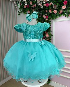 Vestido Marie Maite Jardim Encantado Verde Tiffany