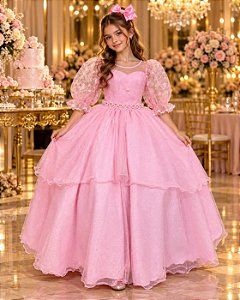 Vestido Bella Child Longo Eva Rosa Bebe