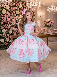 Vestido Mini Miss Lorena Florido Azul Bebe