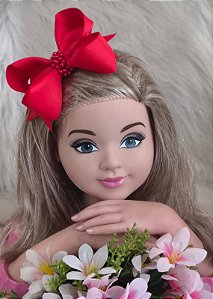 Laço Belli Bico de Pato Vermelho Miolo de Perolas