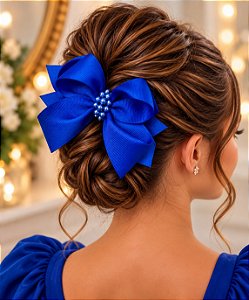 Laço Belli Bico de Pato Azul Royal Miolo de Perolas