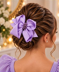 Laço Belli Bico de Pato Lilas Miolo de Perolas
