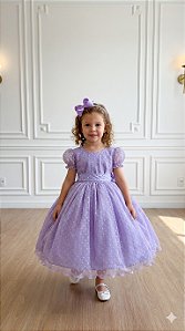 Vestido Marie Lilás Bolinhas