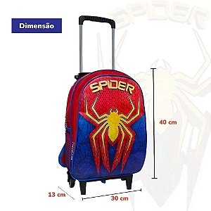 Mochila Rodinhas Homem Aranha + Lancheira + Estojo