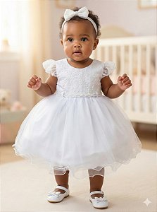 Vestido Menina Bonita Bebe Ana Maria Branco