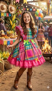 Vestido Junino Banana Club Luxo Quermesse do Encanto