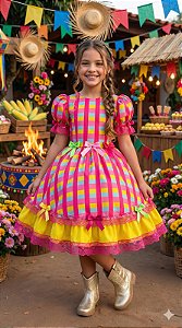 Vestido Junino Banana Club Luxo Quermesse Feliz