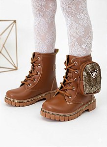 Bota/Coturno Nilqi Malu Bolsinha Cano Baixo Marrom-Caramelo