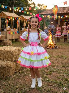 Vestido Junino Banana Club Luxo Noivinha do Sertão