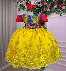 Vestido Marie Temático Realeza Branca De Neve