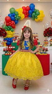 Vestido Marie Temático Realeza Branca De Neve