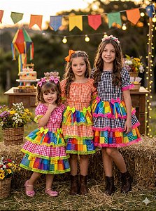 Vestido Junino Banana Club Luxo Quermesse do Sertão + Saiote