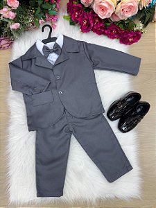 Conjunto Social Miss Cherry Jorge Terno Cinza Grafite