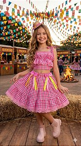 Conjunto Junino Banana Club Luxo Charme do Arraiá Rosa