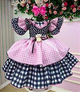 Vestido Marie Junino Luxo Ursinho do Sertão Mimosa Preto