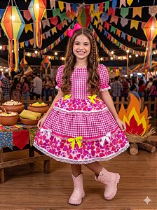 Vestido Junino Mimadine Luxo Viviane Pink