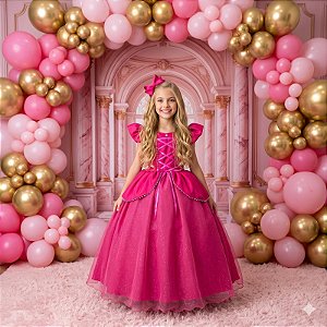 Fantasia/ Vestido Mini Miss Longo A Bela Adormecida - Aurora Pink