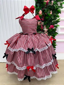 Vestido Marie Junino Luxo Xadrez Maria Helena