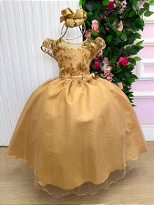 Vestido Mini Miss Longo Carol Dourado