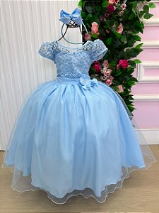 Vestido Mini Miss Longo Carol Azul Bebe