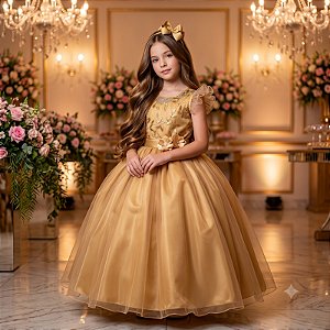 Vestido Mini Miss Longo Suzy Dourado