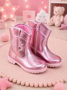 Bota/ Coturno Pitico Boiadeira Rosa Metalizado
