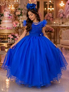 Vestido Mini Miss Longo Suzy Azul Royal