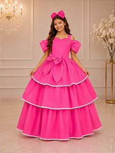 Vestido Banana Club Longo Safira Rosa Chiclete