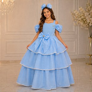 Vestido Banana Club Longo Safira Azul Bebe