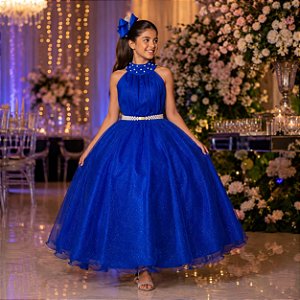 Vestido Banana Club Longo Âmbar Azul Royal